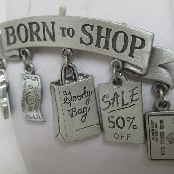 Vintage JJ Born To Shop Brooch Jonette Born To Shop Dangle Charm Brooch JJ - Picture 8 of 10